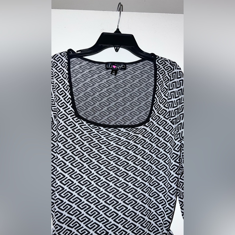 LU NYC Black and White Geometric Jumpsuit